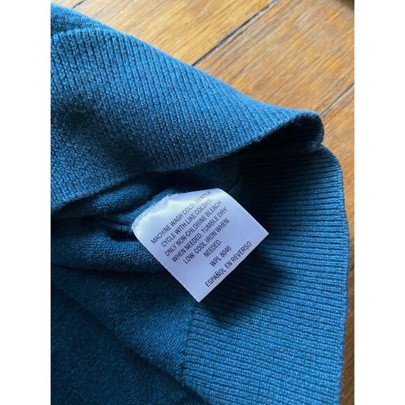 TASSO ELBA Blue 1/4 Zip Cotton Argyle Pullover Sweater sz Large - Picture 8 of 8